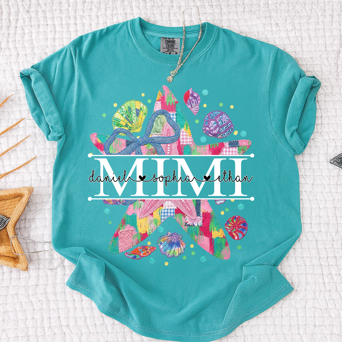 Comfort Colors® Custom Mimi Starfish Shirt, Colorful Beach Vacation Grandma Gift