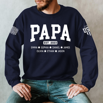 Custom Grandpa Est With Kids, Father's Day Gift Sweatshirt