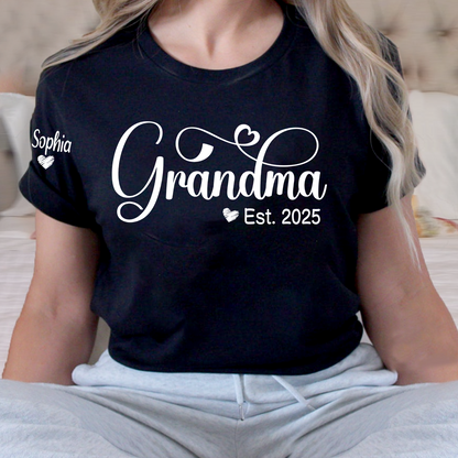 Grandma Gifts Personalized Grandma Est Shirt, Custom T-Shirts For Grandma And Kids 2025