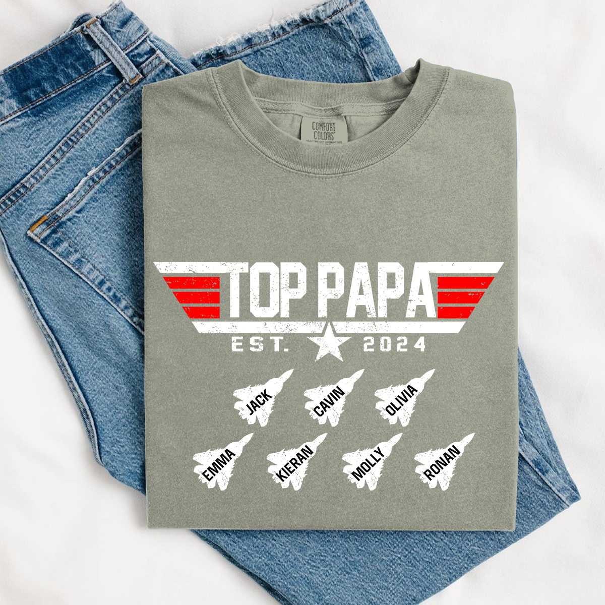 Comfort Colors® Custom Top Papa And Grandkids American 2026 T-Shirt