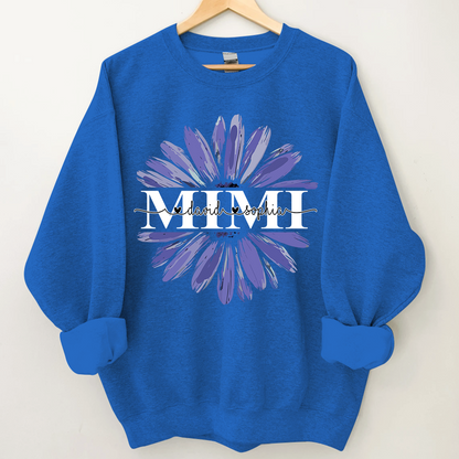 Mimi Purple Daisy Flower With Grandkids Sweatshirt