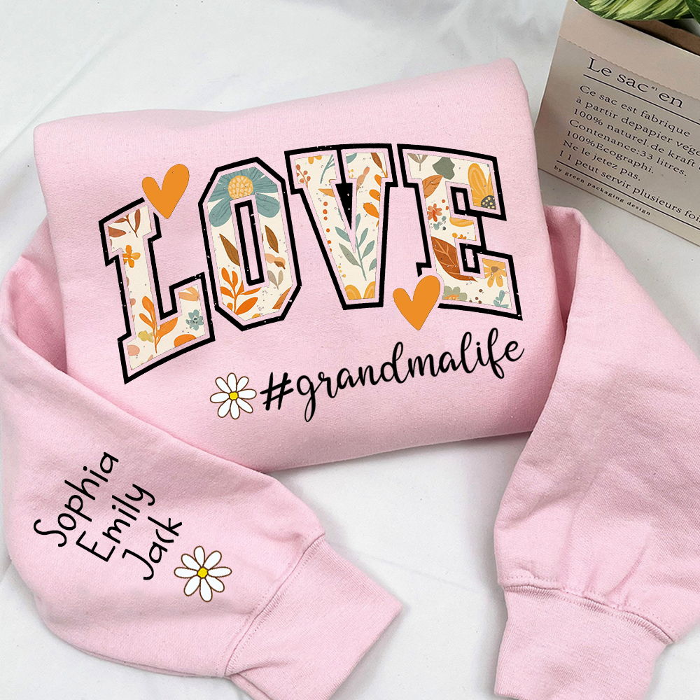 Customized Fall Grandma Life Pumpkin Sweatshirt, Personalized for Grandma And Kids