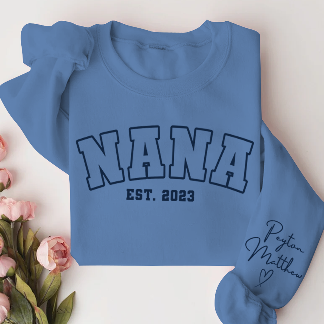 Personalized Grandma Nana Est 2023 And Grandkids Sweatshirt