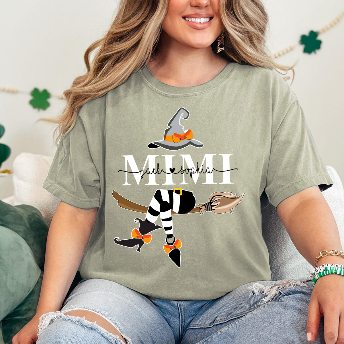 Comfort Colors® Custom Mimi Witch And Grandkids Halloween T-Shirt