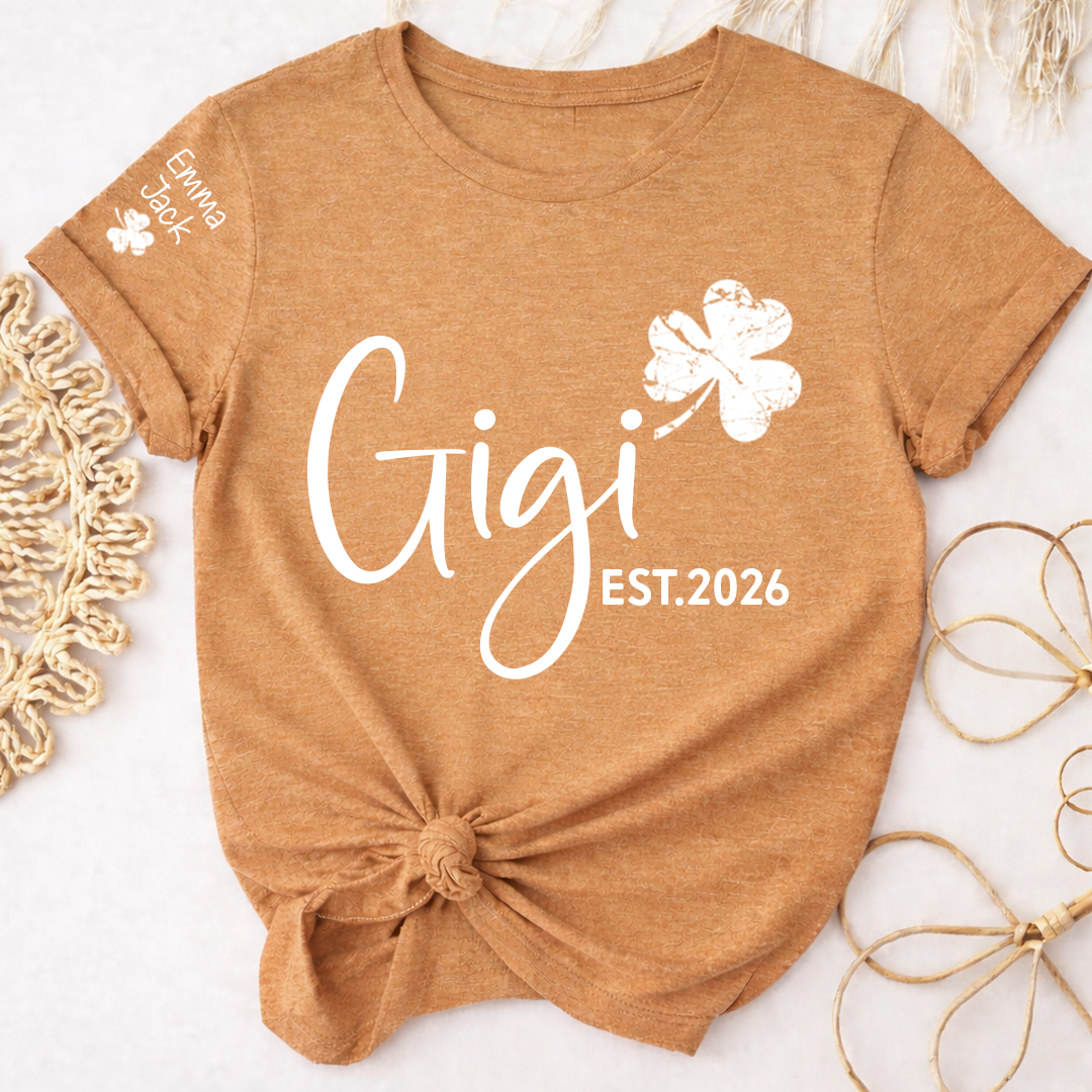 Gigi Shamrock Shirt For St Patrick’s Day, Cute Green Family T-Shirt For Grandma With The Names