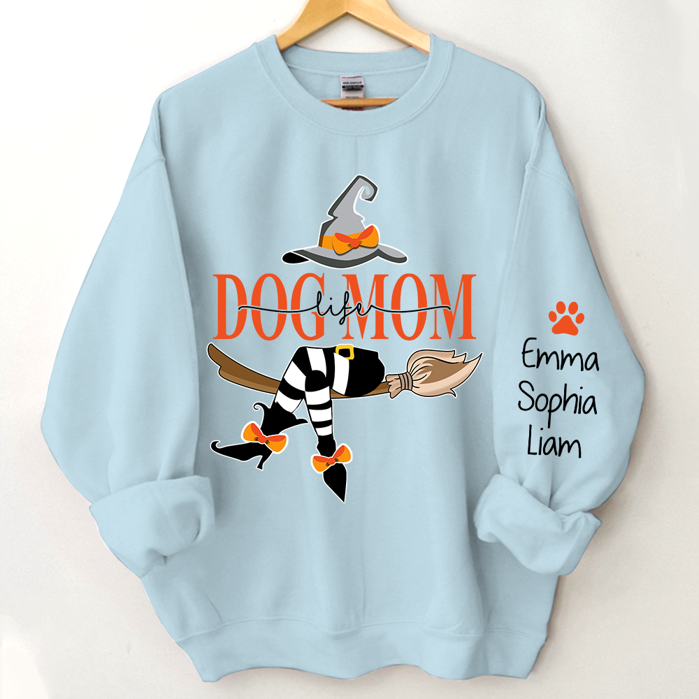 Dog Mom With Halloween Sweatshirt, Custom Mom & Kids Halloween, Gift For Mom TH