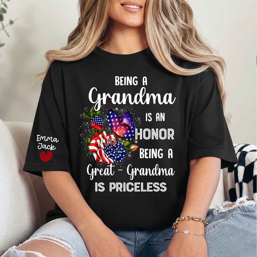 Being a Grandma is an Honor, Being a Great-Grandma is Priceless, Patriotic Grandma And Kids Gift