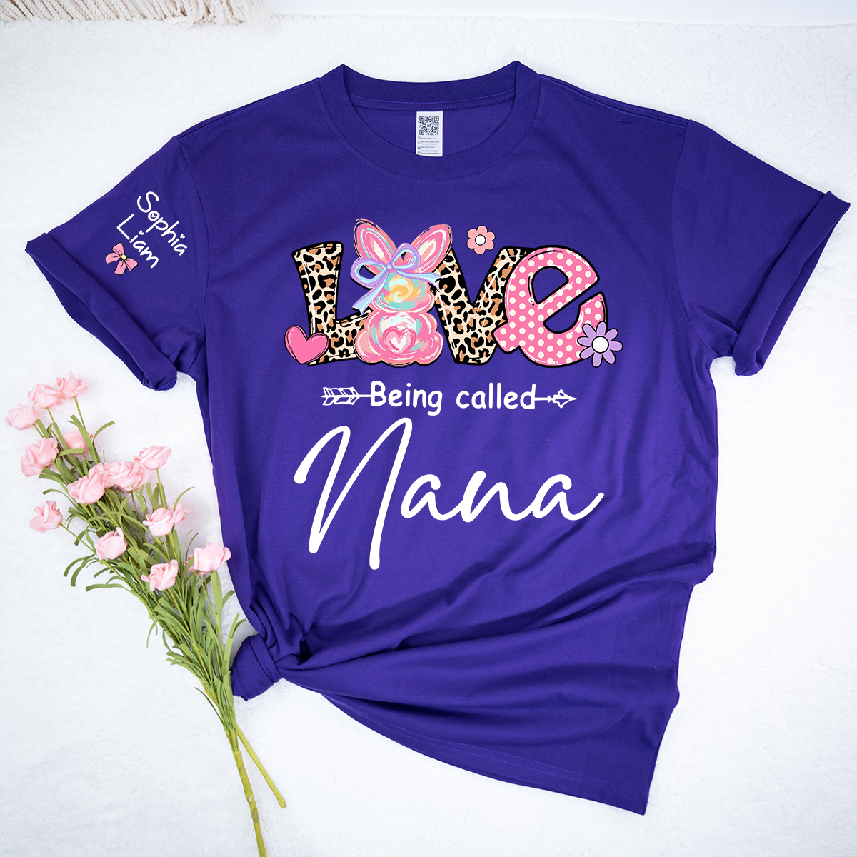 Love Being Called Nana Shirt, Cute Bunny Nana Graphic T Shirt With Leopard Print