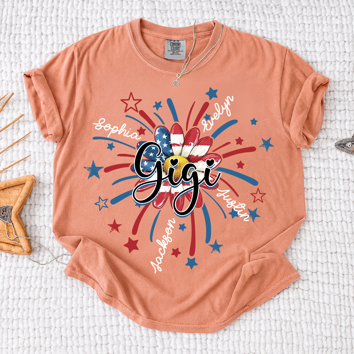 Comfort Colors® 4th of July Mimi T-shirt, A Vibrant American Flag T-shirt, A Gift For Grandma And Her Grandchildren