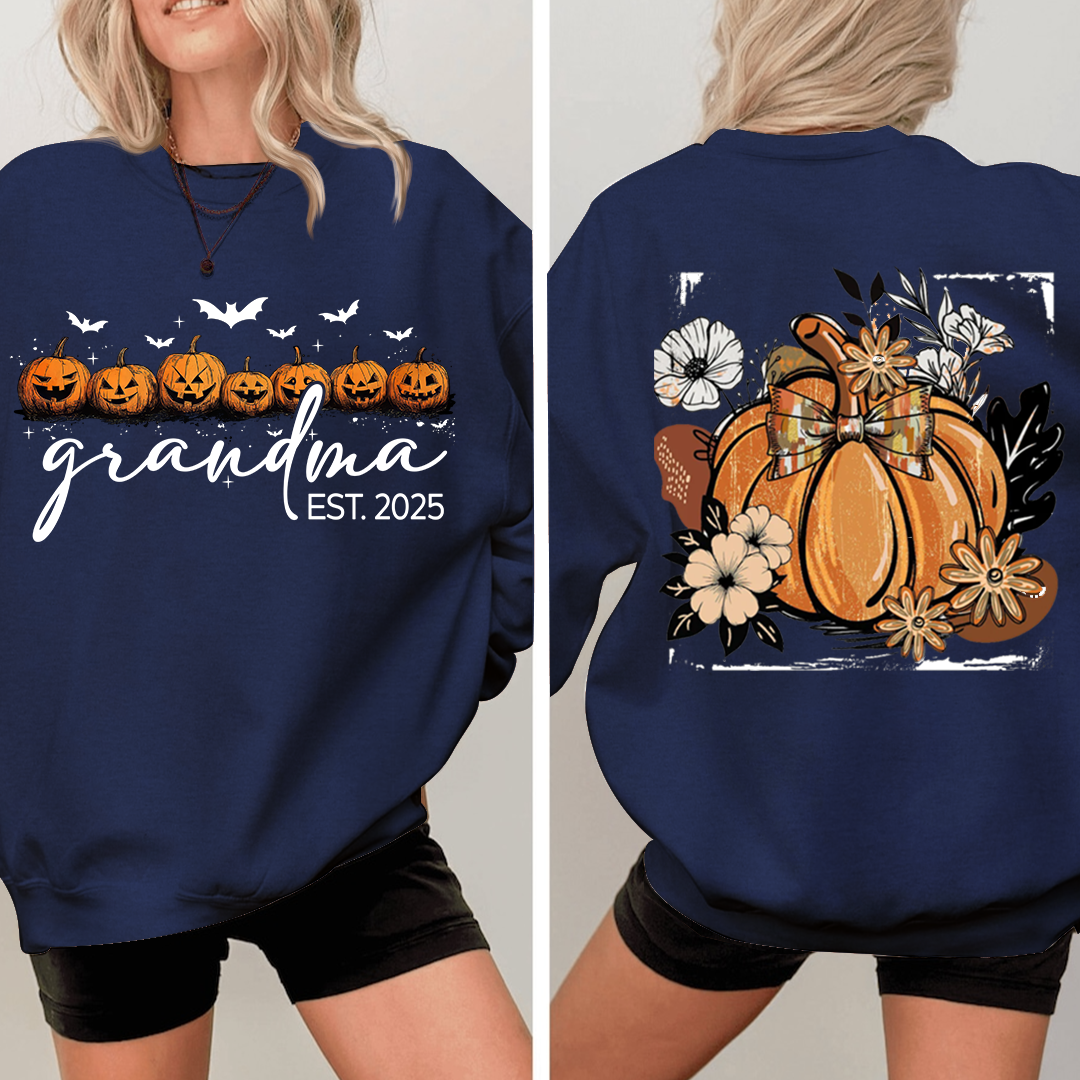 Vintage Autumn with Floral Fall Pumpkin, Custom Nicknames for Grandma and Kids