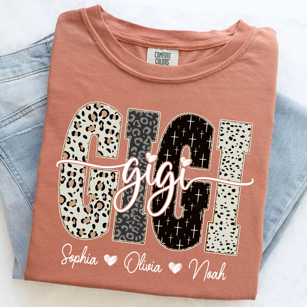 Comfort Colors® T-Shirt Bible Style Design, Custom Gift For Gigi And Her Grandchildren
