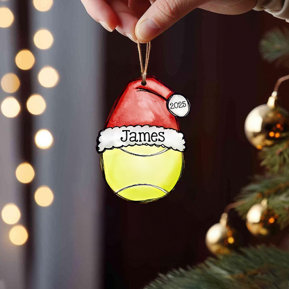Personalized Sports Ball Ornament, Custom Christmas Tree Decoration with Name & Year 2025