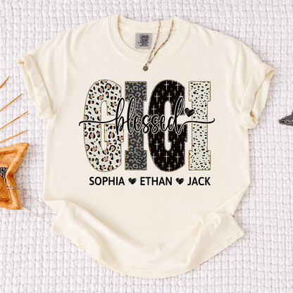 Comfort Colors® Bible Style Design, Custom Gift For Blessed Gigi And Her Grandchildren