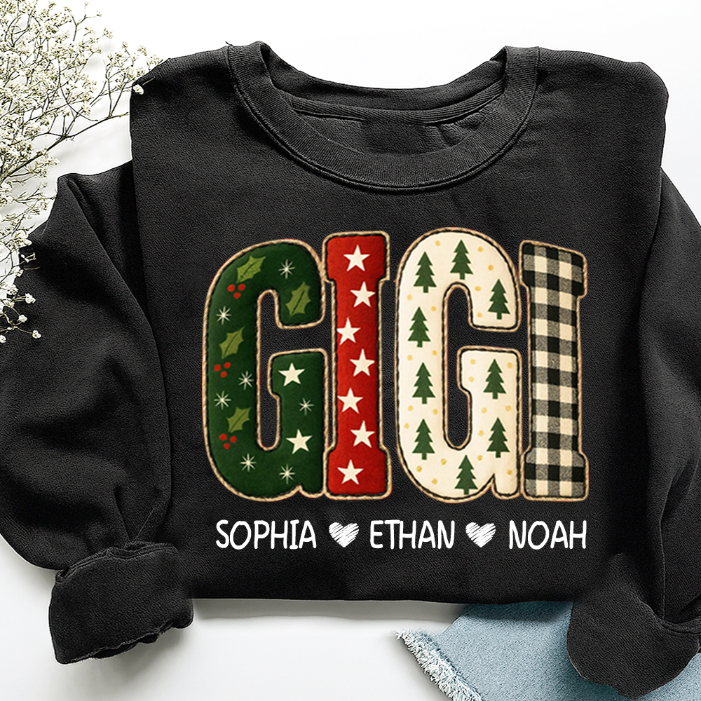 Cozy Xmas Gigi Design Grandma Sweatshirt, Gift for Grandma and Kids