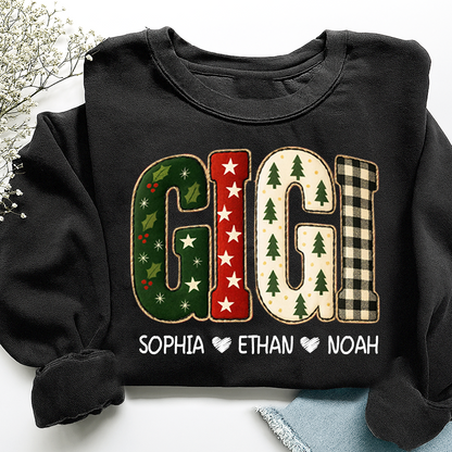 Cozy Xmas Gigi Design Grandma Sweatshirt, Gift for Grandma and Kids