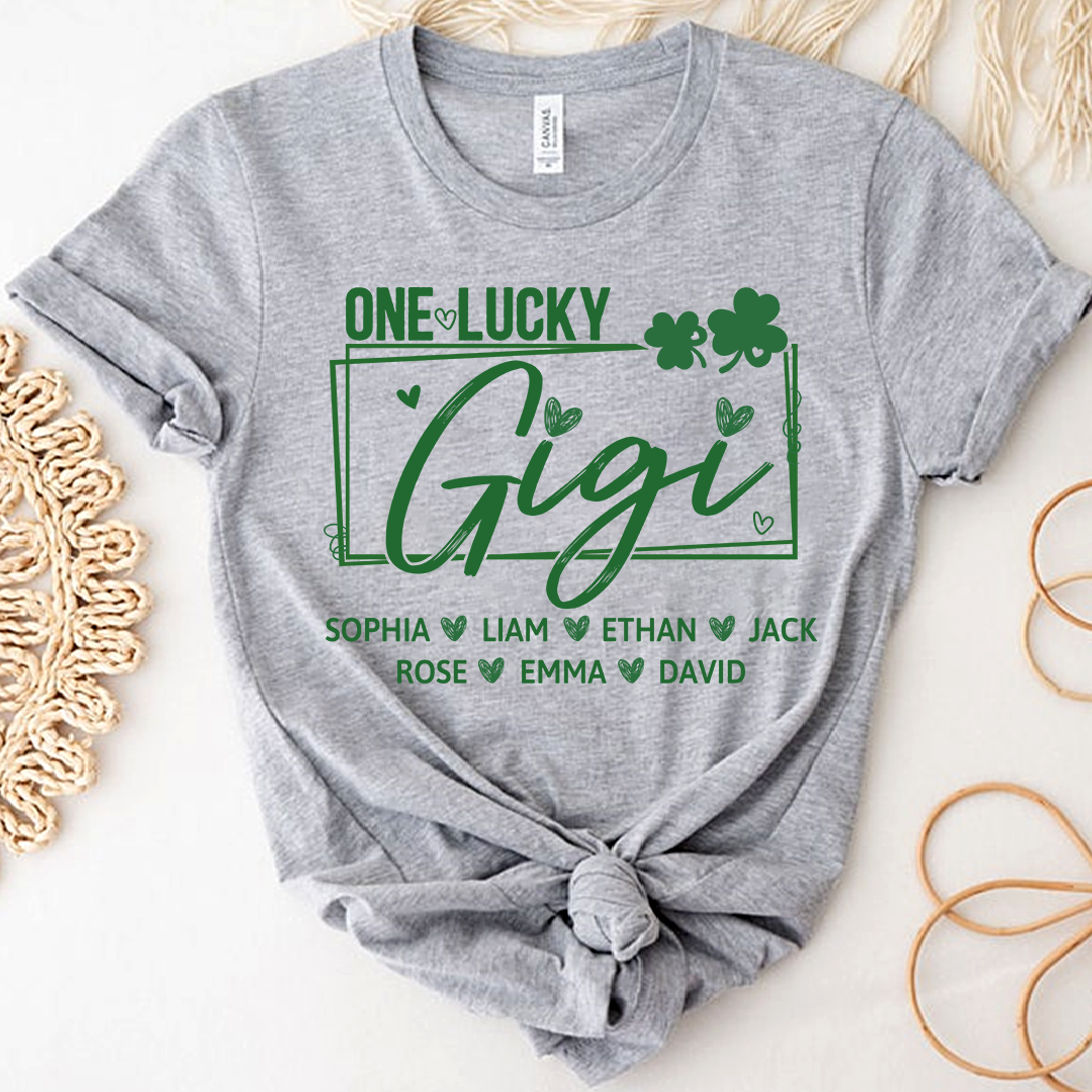 One Lucky Gigi St Patrick’s Day Shirt, Personalized Shamrock Family T Shirt