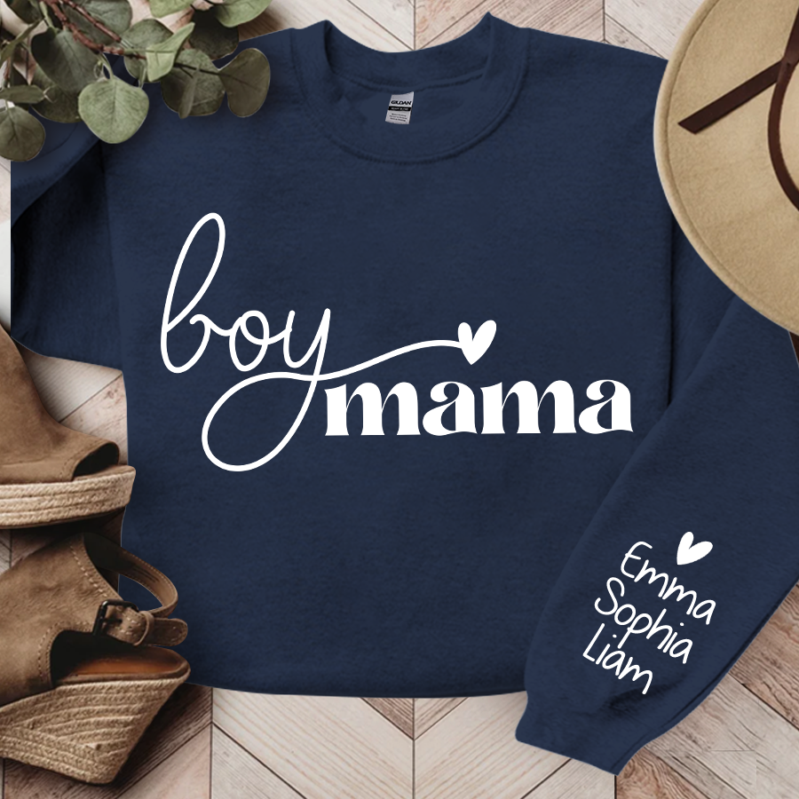 Boy Mama Sweatshirt, Custom Mama And Kids, Gift For Mom TH Sweatshirt