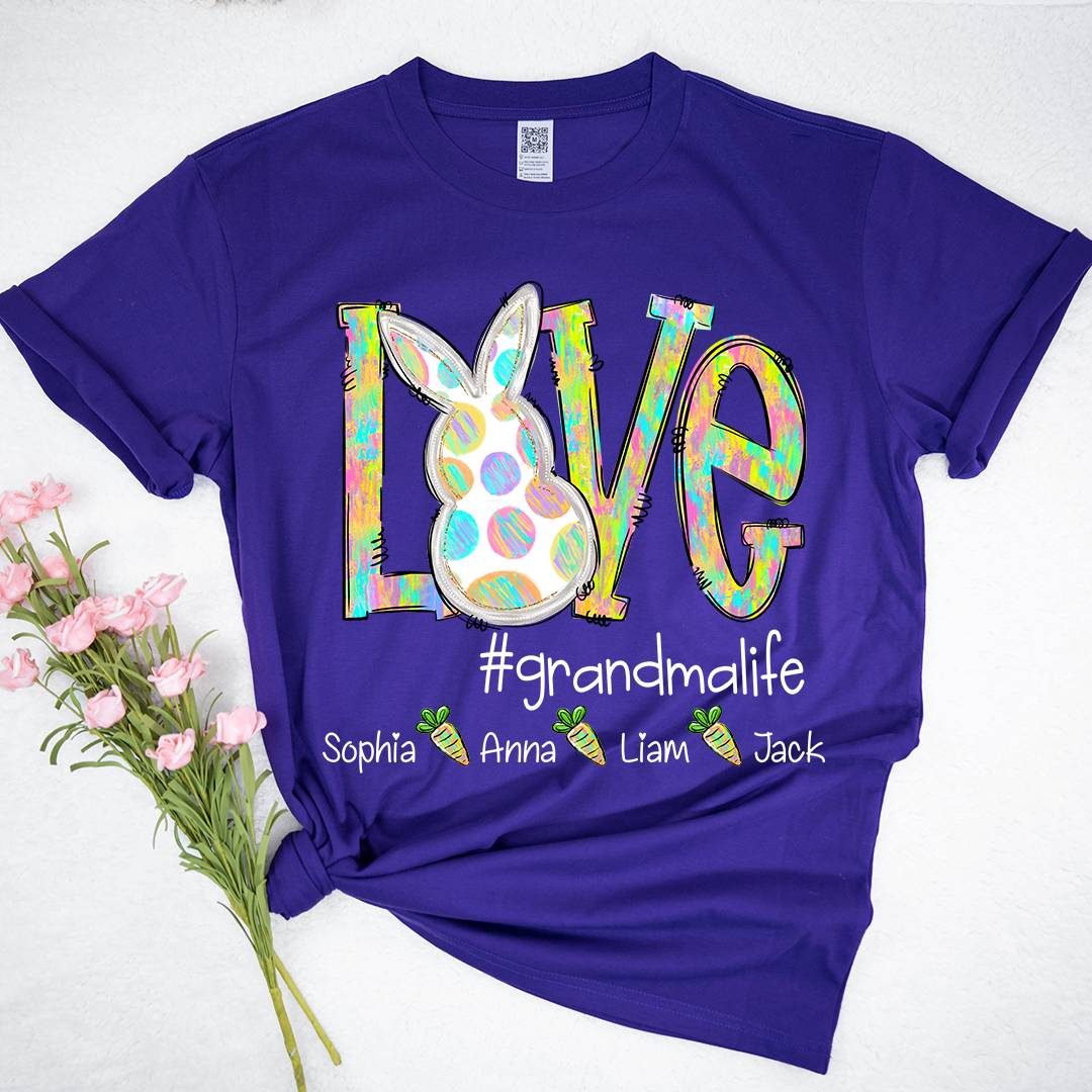 Love Grandma Life Rainbow Easter Egg Bunny And Kids Carrot LTP01