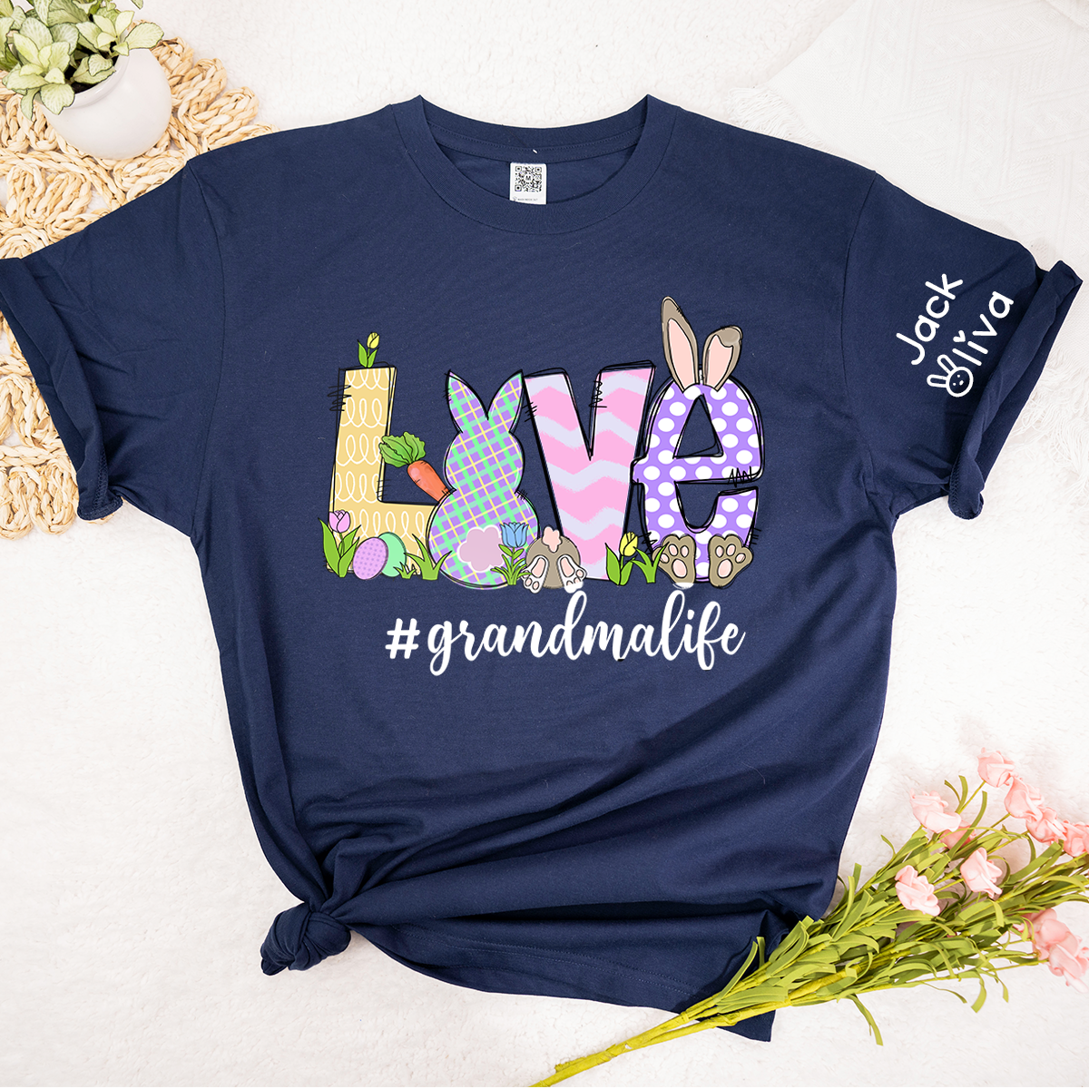 Personalized Love Grandma Life Bunny Easter T-Shirt
