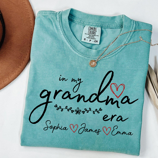 Comfort Colors Personalized In My Grandma Era T Shirt, Perfect Gift for Grandmothers with Kids' Names