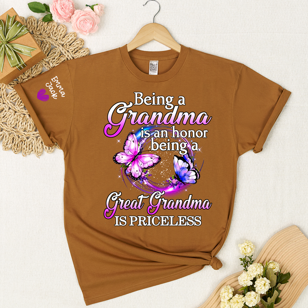 Being Grandma Is An Honor Being A Great Grandma Is Priceless, T-Shirt For Gift Grandma And Kids