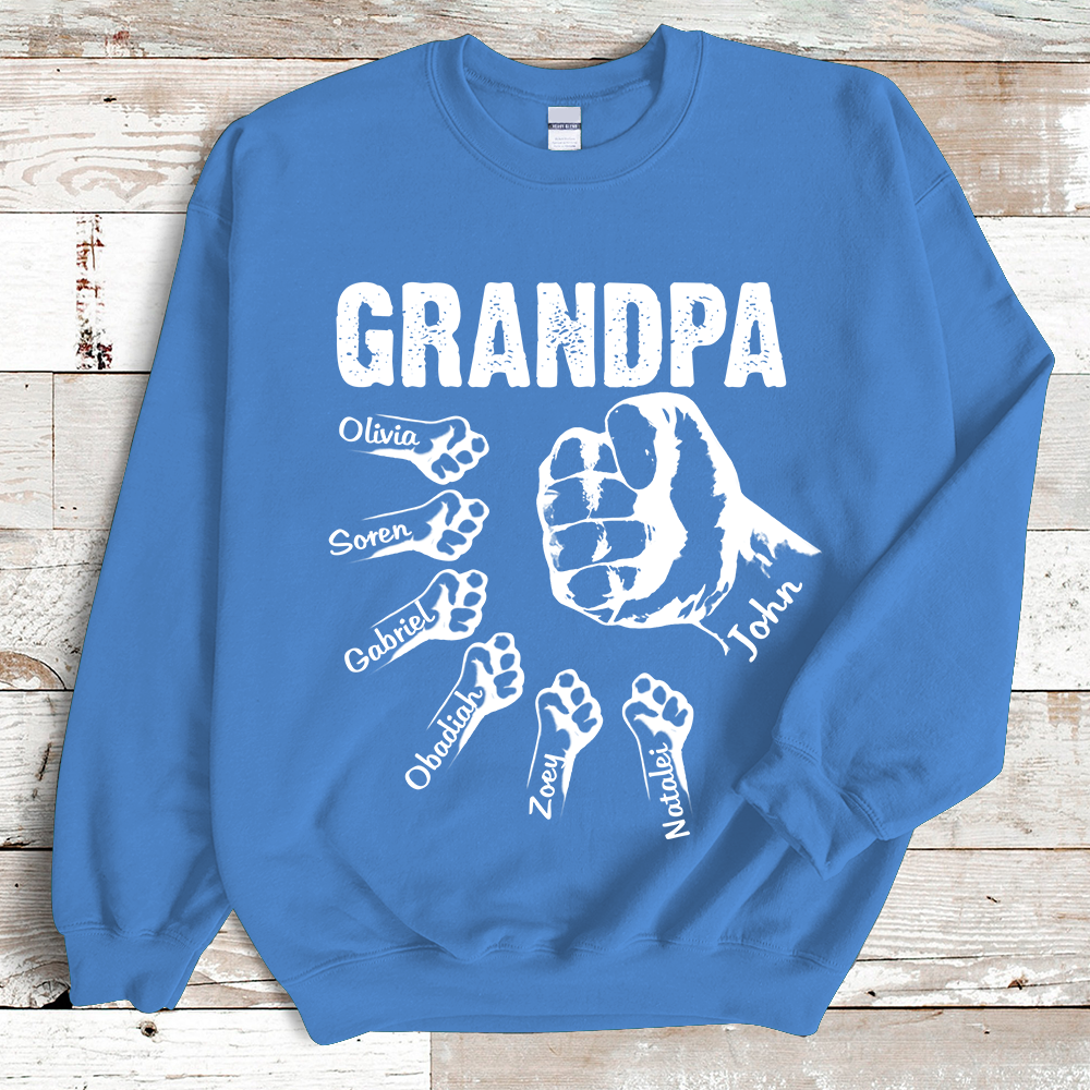 Personalized Grandpa with Grandkids Hand to Hands Sweatshirt