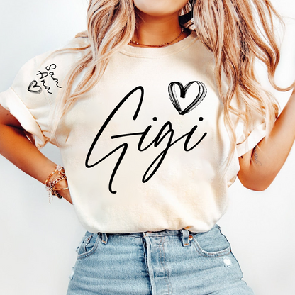 Personalized Gigi Heart T-Shirts, Custom designed Family T-shirts Featuring Hearts And Names
