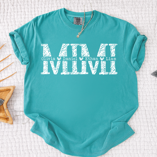 Comfort Colors Personalized Mimi Shirt, Custom T Shirt with Kids Names, Mimi Design for Grandmother, Perfect Gift for Mother's Day