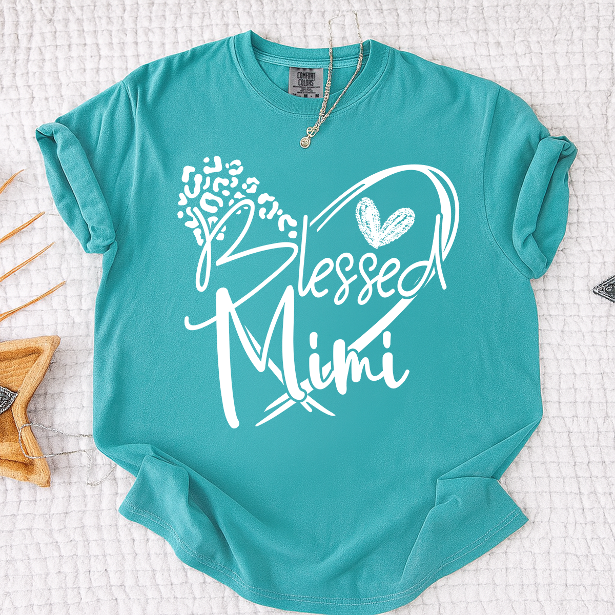 Comfort Colors® Blessed Mimi Shirt with Leopard Heart Design, Custom Grandma T-Shirt, Perfect Gift for Mimi