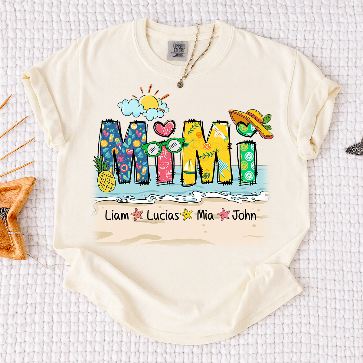Comfort Colors® Cute Vacation Mimi Shirt with Pineapple and Sunglasses Design for Family