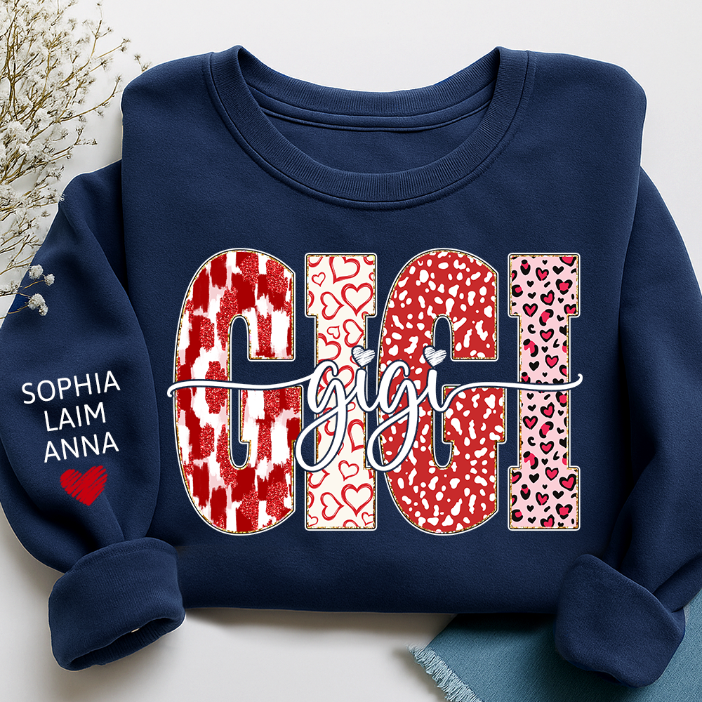 Personalized Valentine Gigi Heart Sweatshirt, Gifts for Grandma And Kids