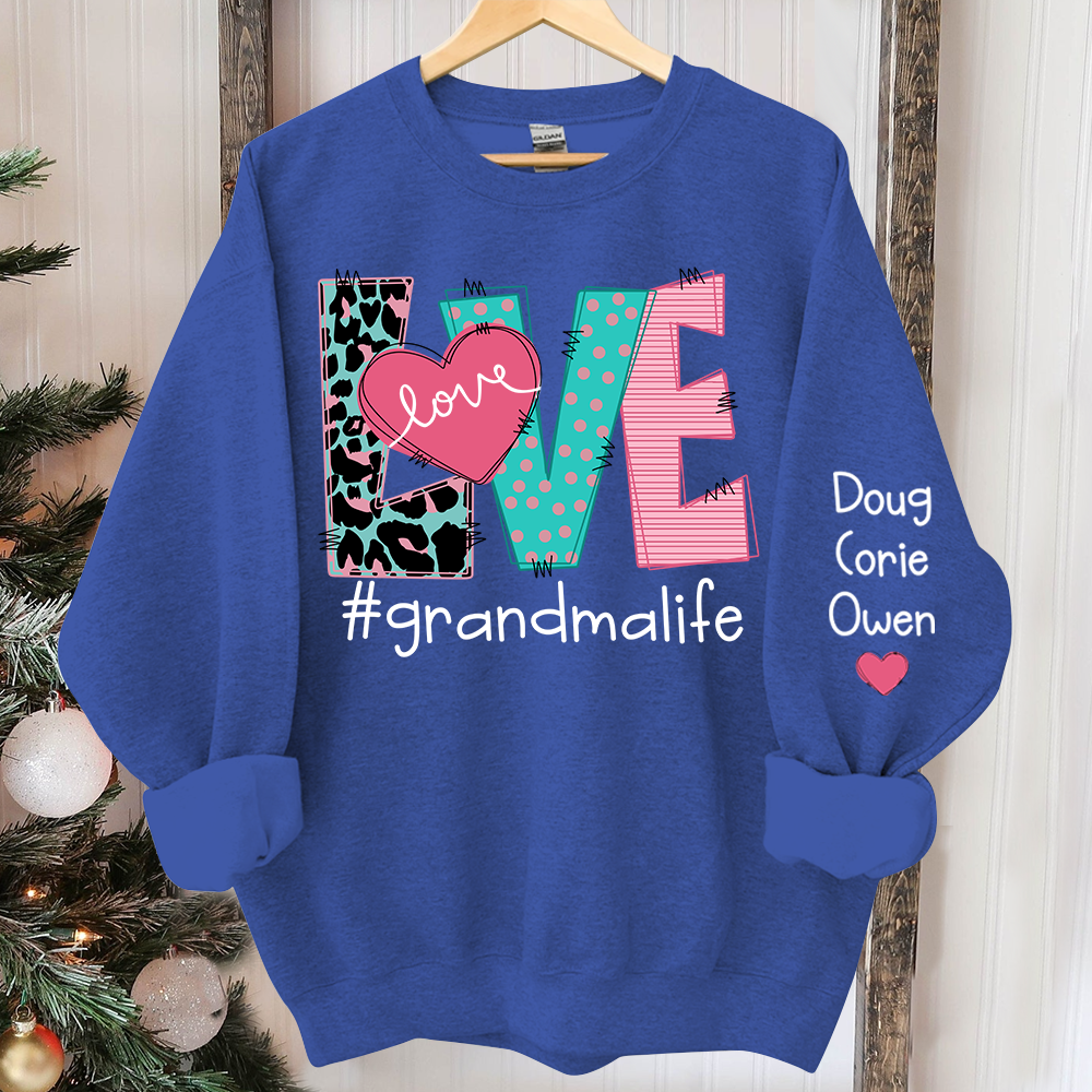 Personalized Love Grandma Life Trend Sweatshirt, Custom Grandma and Grandkids Sweatshirt