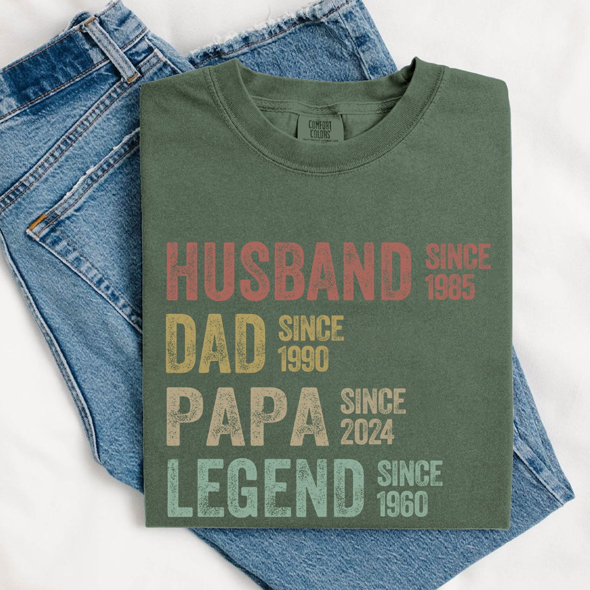 Comfort Colors® Personalized Dad Grandpa Shirt, Father's Day Shirt, Husband Father Grandpa Legend