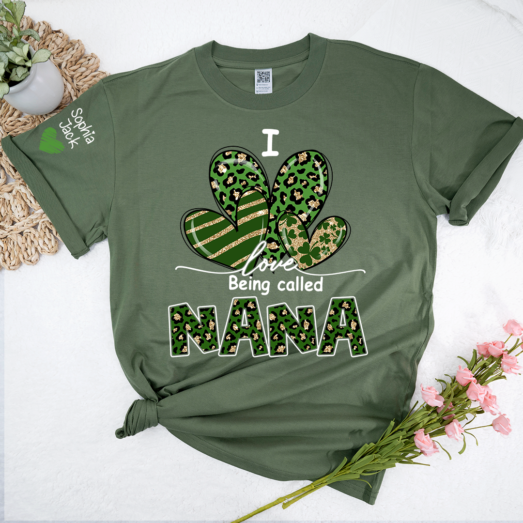 I Love Being Called Nana Shamrock Shirt for St Patrick’s Day, Cute Green Family T Shirt, Give Grandma And Kids