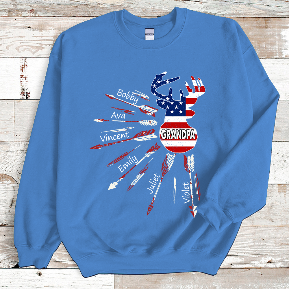 Papa with grandkids USA arrow deer hunting Sweatshirt