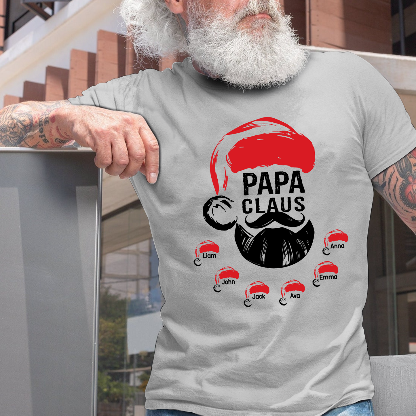 Custom Papa Claus Christmas, Gift For Papa And Kids T-Shirt