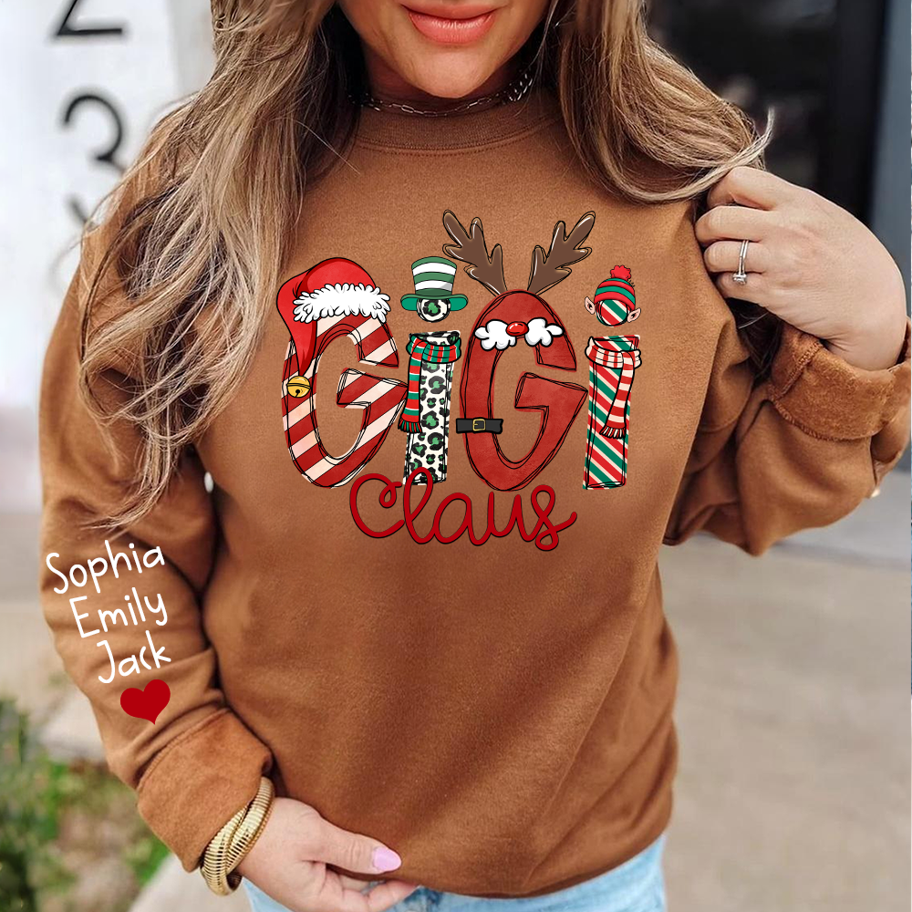 Custom Christmas Gigi Claus Sweatshirt, Gift For Gigi Claus And Kids 2025