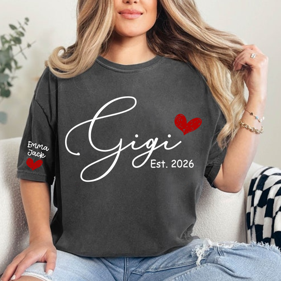Personalized Gigi T-Shirt Est. 2026 for Grandmothers Custom Name Gift