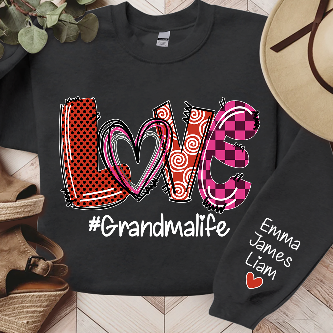 Personalized Love Valentine Grandma Life With Kids, Gift For Grandma Valentine TH Sweatshirt