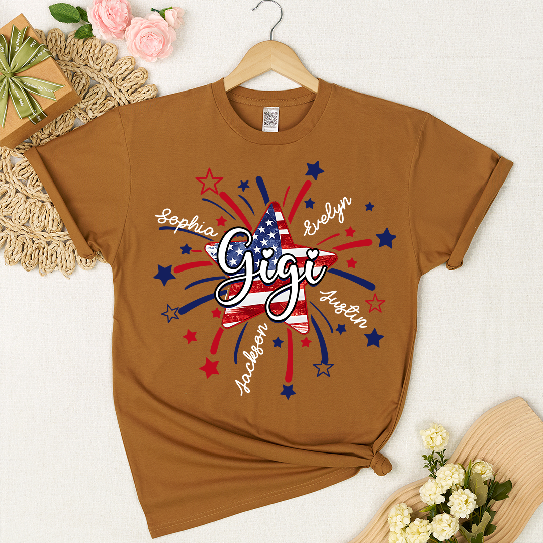 Personalized 4th Of July Grandma, Star Firework For Gift Grandma with Kid Names