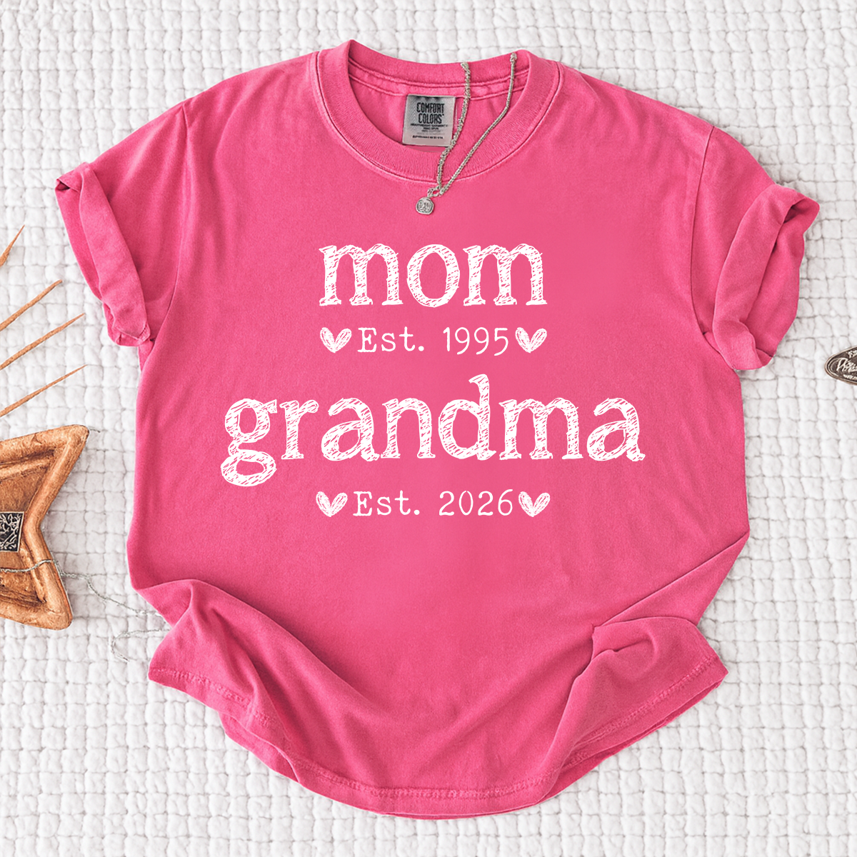 Comfort Colors Personalized Mom Est Grandma Est Shirt, Custom Family T Shirt, Idea Gift for Mother's Day, Birthday