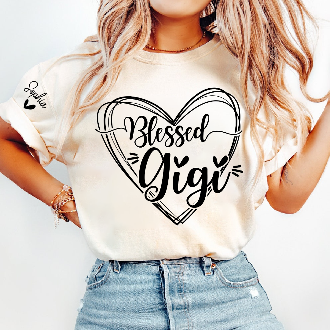 Custom Gigi Heart Tshirt, Personalized For Grandma And Little Ones