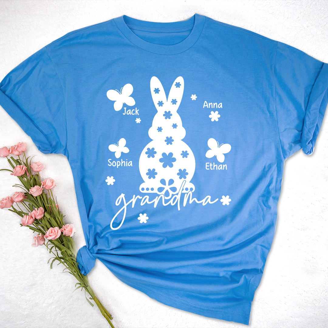 Personalized Grandma Easter Bunny T-shirt, Custom Grandma And Kids