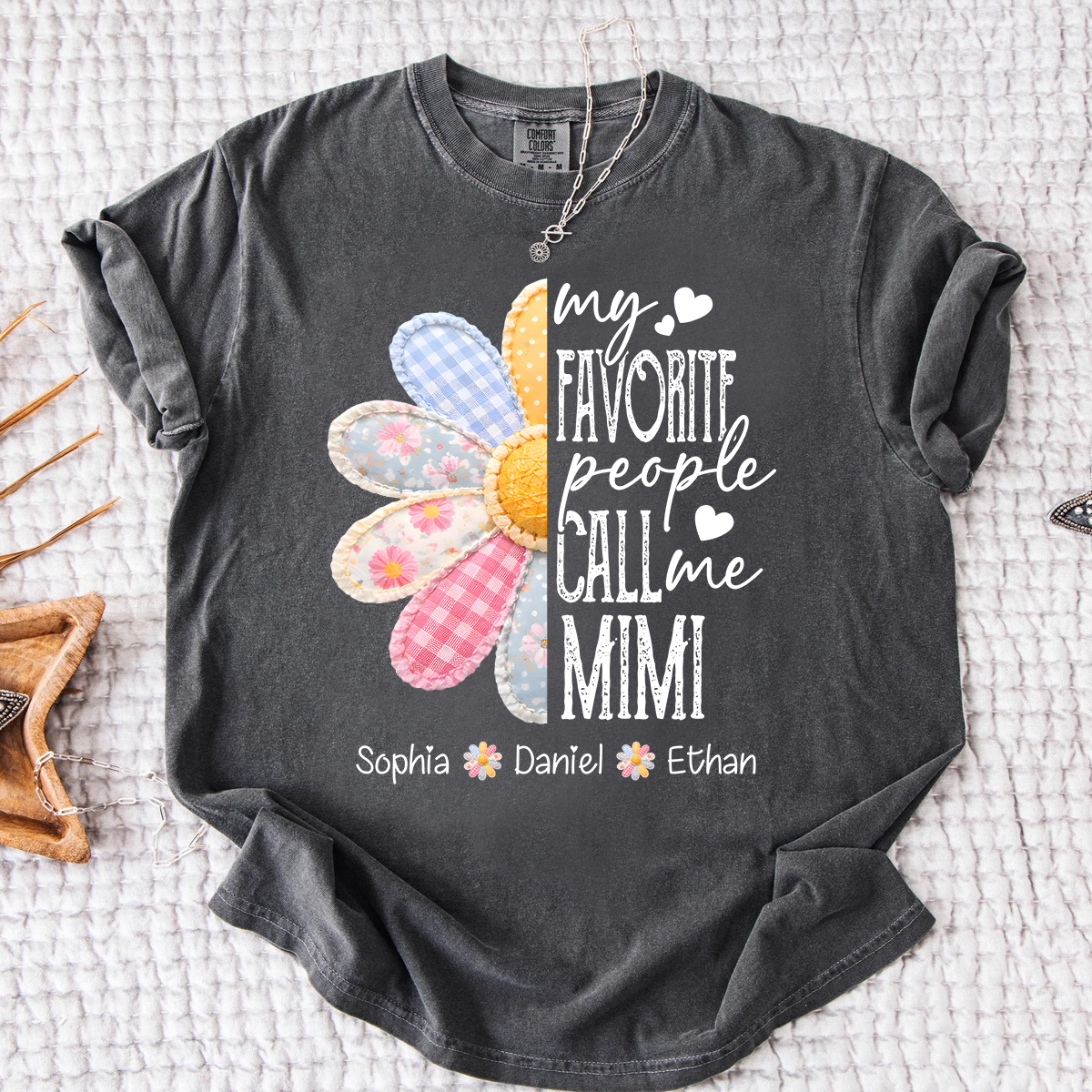 Comfort Colors Personalized Mimi Shirt Floral Design, My Favorite People Call Me Mimi Custom Family Names Tee