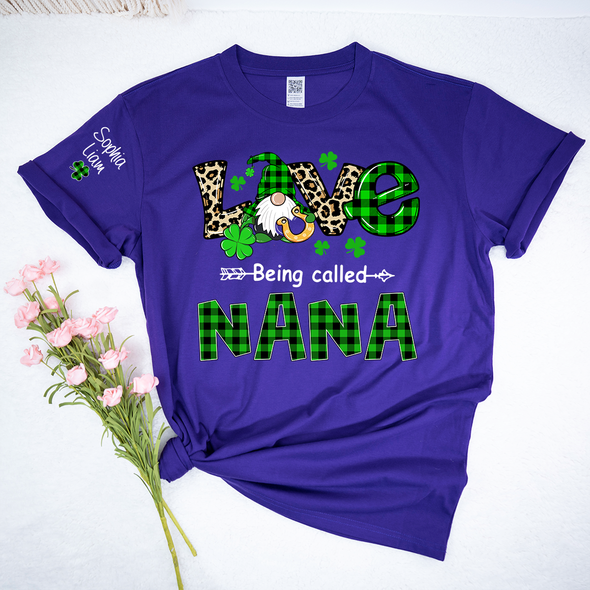 Nana St Patrick’s Day Shirt, Love Being Called Nana with Shamrocks and Gnome, Custom Grandma Shirt from Kids