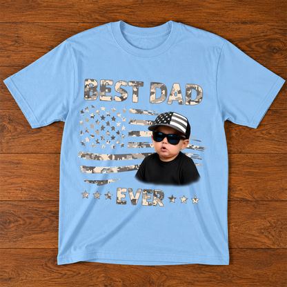 Best Dad Ever T-Shirt – Personalized Custom Baby Photo Gift for Father Papa Birthday Fathers Day
