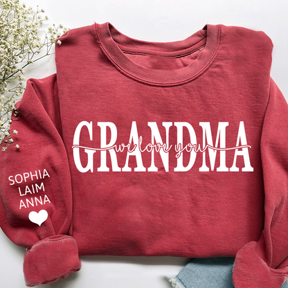 Grandma Sweatshirt Loved Beyond Measure, Personalized Grandma Crewneck with Grandkids Names, Minimal Family Style