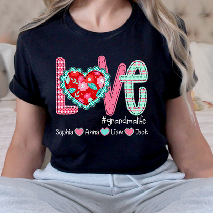 Love Grandma Life Shirt, Personalized Grandma T-Shirt with Custom Kids Names