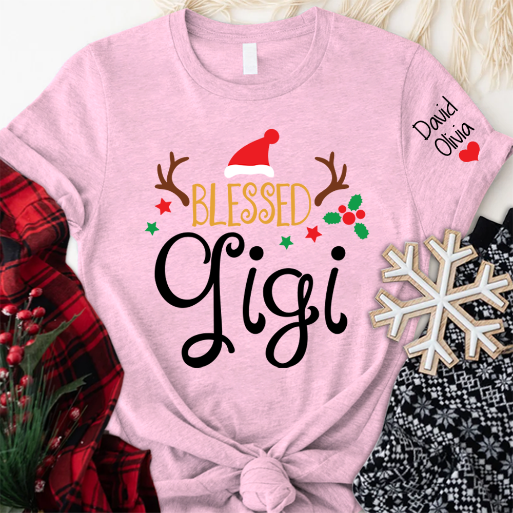 Blessed Gigi Christmas And Grandkids T-Shirt