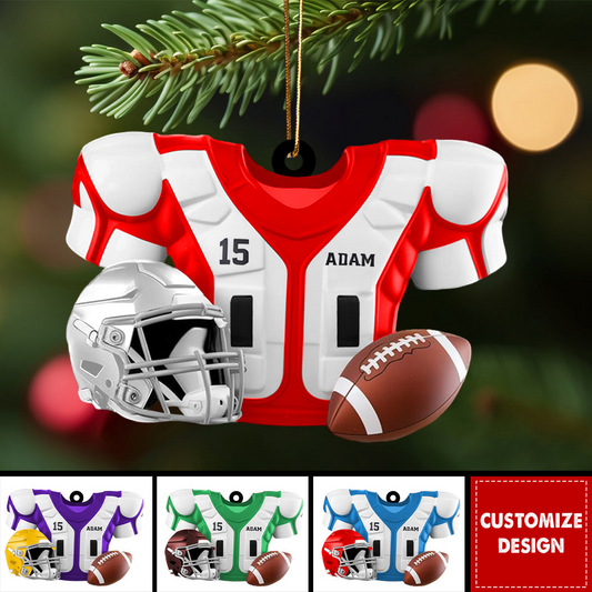 Football Lover Ornament, Custom Jersey & Helmet Personalized Christmas Decoration Ornament